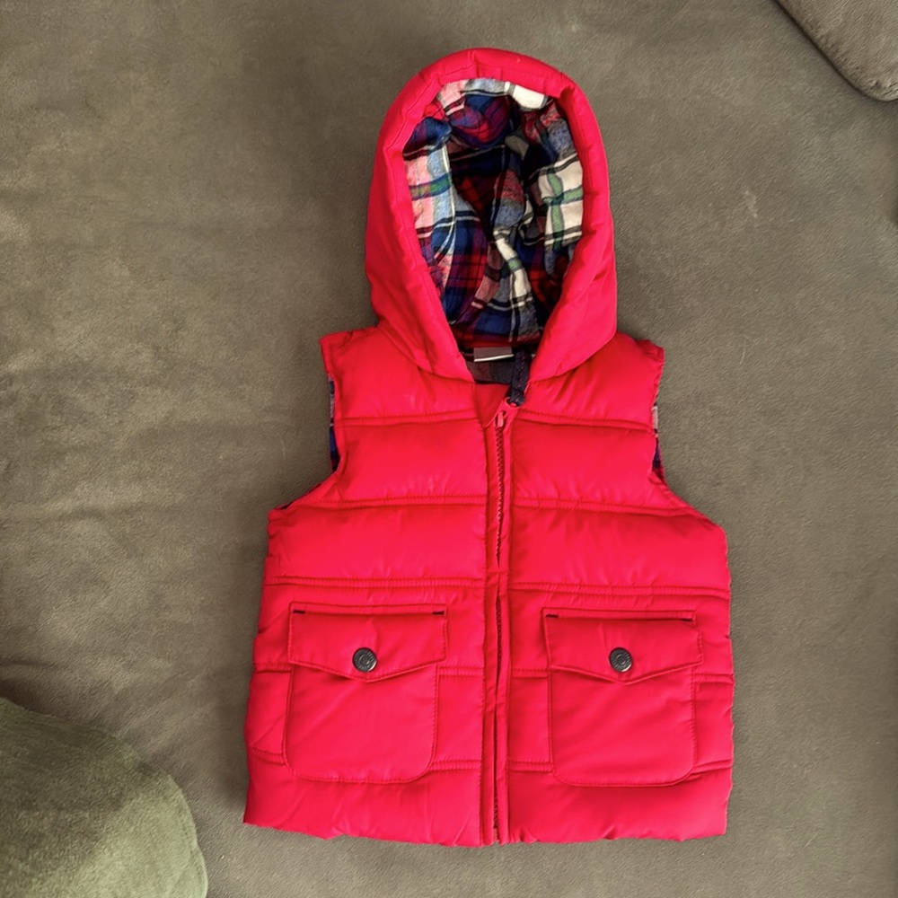Adorable toddler red puffer vest